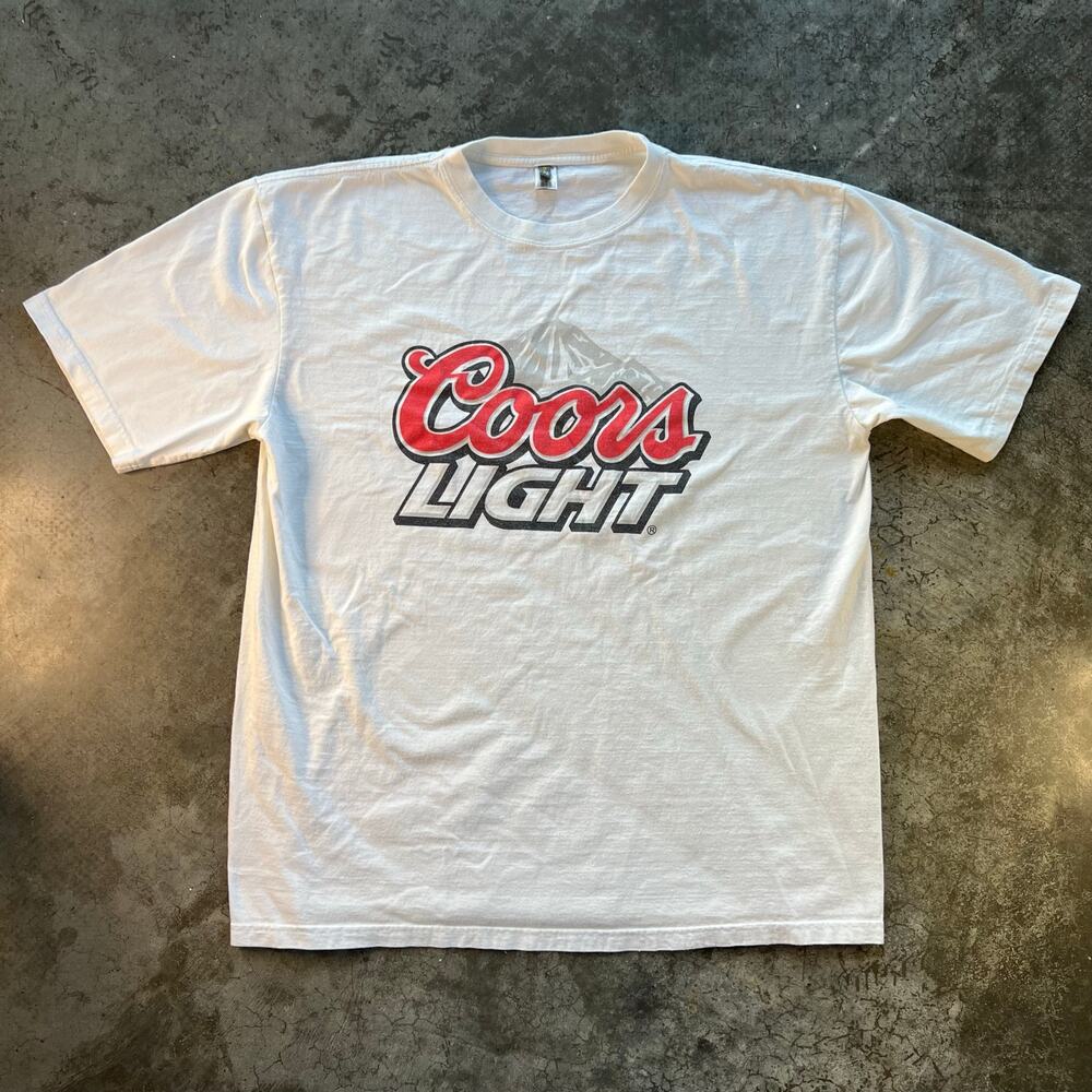 Oversized Coors Light Beer Graphic Tee White XL Streetwear Retro | Size: XL